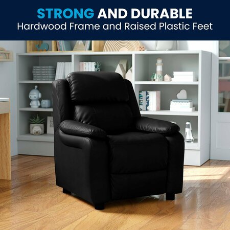 Flash Furniture Kids Recliner, 26" to 39" x 28", Upholstery Color: Black BT-7985-KID-BK-LEA-GG